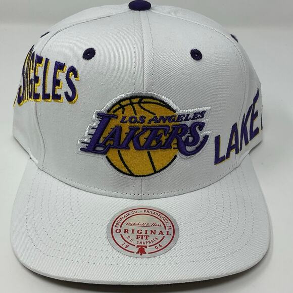 Mitchell & Ness Los Angeles Lakers Swirl Snapback Purple White Retro All Over - Picture 1 of 8